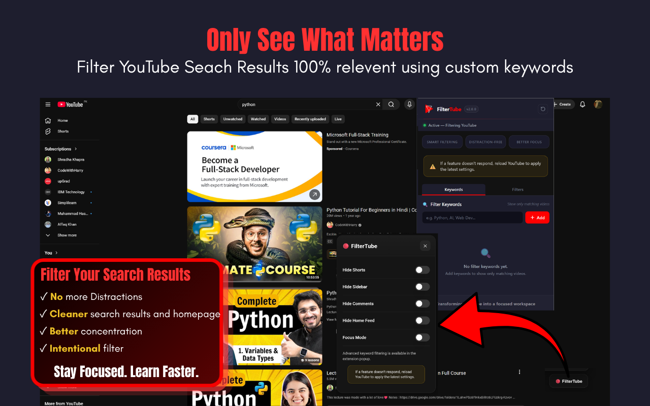 FilterTube Preview