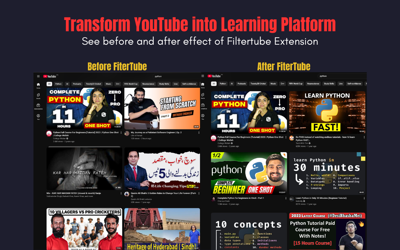 FilterTube Preview